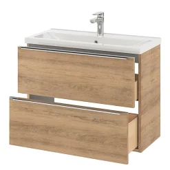 GoodHome Meuble sous vasque suspendu faible profondeur effet chêne l.80 x H.60 x P.36 cm, Imandra* Meuble Buanderie|Meuble De Salle De Bains Faible Profondeur