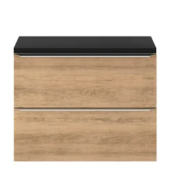 GoodHome Meuble sous vasque suspendu faible profondeur effet chêne l.80 x H.60 x P.36 cm, Imandra* Meuble Buanderie|Meuble De Salle De Bains Faible Profondeur