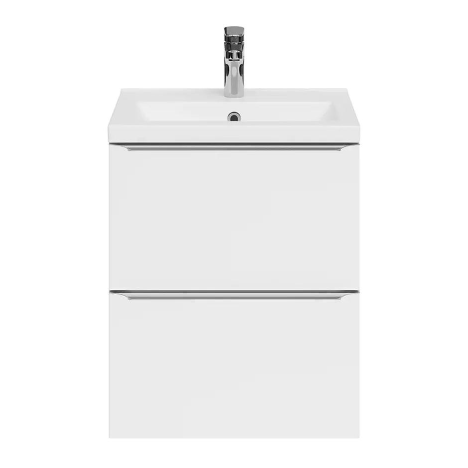 GoodHome Meuble sous vasque suspendu faible profondeur blanc brillant l.50 x H.60 x P.36 cm, Imandra