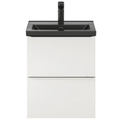 GoodHome Meuble sous vasque suspendu faible profondeur blanc brillant l.50 x H.60 x P.36 cm, Imandra