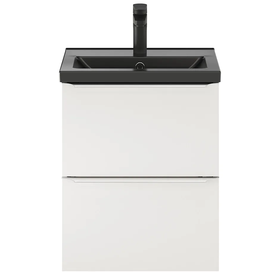 GoodHome Meuble sous vasque suspendu faible profondeur blanc brillant l.50 x H.60 x P.36 cm, Imandra
