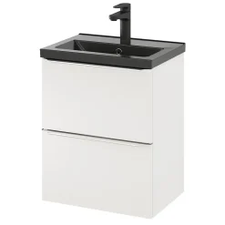 GoodHome Meuble sous vasque suspendu faible profondeur blanc brillant l.50 x H.60 x P.36 cm, Imandra
