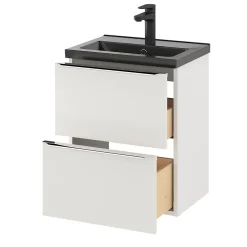 GoodHome Meuble sous vasque suspendu faible profondeur blanc brillant l.50 x H.60 x P.36 cm, Imandra