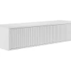 Vente-unique Meuble sous vasque suspendu strié - Blanc - 150 cm - ARNEGA