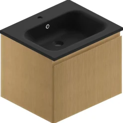 Ipiemme SRL Meuble sous vasque suspendu placage chêne miel strié l.60 cm, Pura* Meuble Sous-Vasque|Meuble Buanderie
