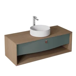 Decotec Meuble sous vasque suspendu vert toundra mat 1 tiroir l.120 x H.40 x P.50 cm, Havana* Meuble Buanderie