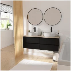 Mob-In Meuble sous vasque suspendu avec plan de toilette décor chêne 120 cm