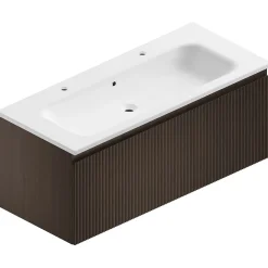 Ipiemme SRL Meuble sous vasque suspendu placage noyer strié l.120 cm Pura* Meuble Buanderie