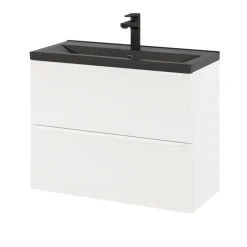 GoodHome Meuble sous vasque suspendu faible profondeur blanc mat l.80 x H.60 x P.36 cm, Imandra