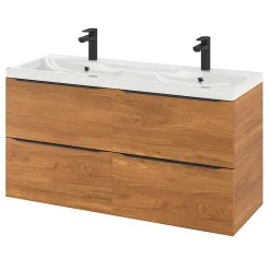 GoodHome Meuble sous vasque suspendu effet noyer l.120 x H.60 x P.45 cm, Imandra