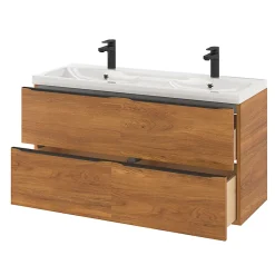 GoodHome Meuble sous vasque suspendu effet noyer l.120 x H.60 x P.45 cm, Imandra