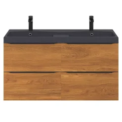 GoodHome Meuble sous vasque suspendu effet noyer l.120 x H.60 x P.45 cm, Imandra