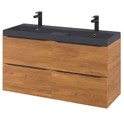 GoodHome Meuble sous vasque suspendu effet noyer l.120 x H.60 x P.45 cm, Imandra