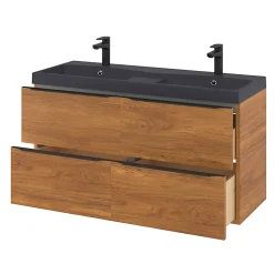 GoodHome Meuble sous vasque suspendu effet noyer l.120 x H.60 x P.45 cm, Imandra
