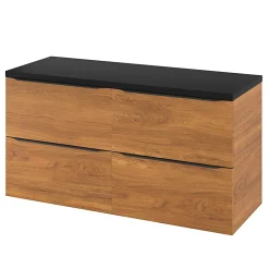 GoodHome Meuble sous vasque suspendu effet noyer l.120 x H.60 x P.45 cm, Imandra