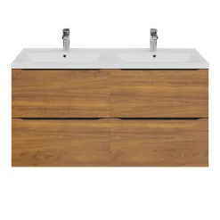 GoodHome Meuble sous vasque suspendu effet noyer l.120 x H.60 x P.45 cm, Imandra