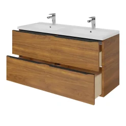 GoodHome Meuble sous vasque suspendu effet noyer l.120 x H.60 x P.45 cm, Imandra
