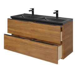 GoodHome Meuble sous vasque suspendu effet noyer l.120 x H.60 x P.45 cm, Imandra