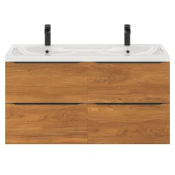 GoodHome Meuble sous vasque suspendu effet noyer l.120 x H.60 x P.45 cm, Imandra