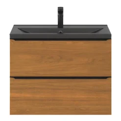GoodHome Meuble sous vasque suspendu faible profondeur effet noyer l.80 x H.60 x P.36 cm, Imandra* Meuble Buanderie|Meuble De Salle De Bains Faible Profondeur