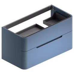 Meuble sous vasque suspendu bleu mat version droite l.104 x H.55 x P.50,5 cm, Alba* Meuble Buanderie