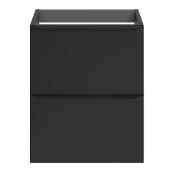 GoodHome Meuble sous vasque suspendu faible profondeur noir mat l.50 x H.60 x P.36 cm, Imandra