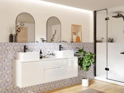 Vente-unique Meuble sous vasque suspendu - Blanc - 150 cm - JIMENA II* Meuble Sous-Vasque
