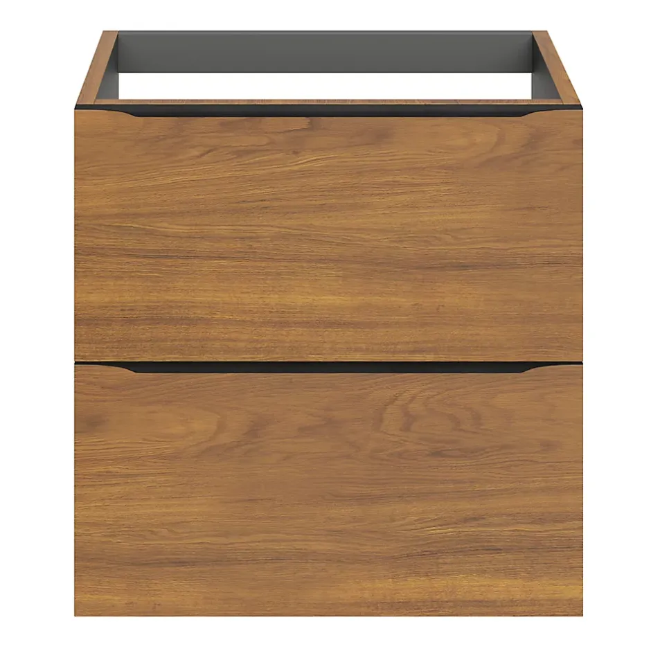 GoodHome Meuble sous vasque suspendu effet noyer l.60 x H.60 x P.45 cm, Imandra* Meuble Buanderie|Meuble De Salle De Bains Faible Profondeur