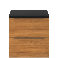 GoodHome Meuble sous vasque suspendu effet noyer l.60 x H.60 x P.45 cm, Imandra* Meuble Buanderie|Meuble De Salle De Bains Faible Profondeur