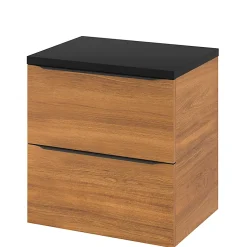 GoodHome Meuble sous vasque suspendu effet noyer l.60 x H.60 x P.45 cm, Imandra* Meuble Buanderie|Meuble De Salle De Bains Faible Profondeur