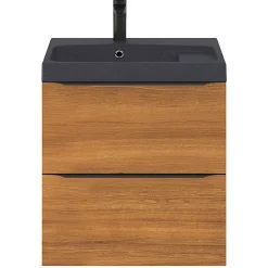 GoodHome Meuble sous vasque suspendu effet noyer l.60 x H.60 x P.45 cm, Imandra* Meuble Buanderie|Meuble De Salle De Bains Faible Profondeur
