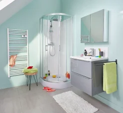 GoodHome Meuble sous vasque suspendu gris brillant l.60 x H.60 x P.45 cm, Imandra* Meuble Buanderie|Meuble Sous-Vasque