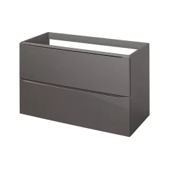 GoodHome Meuble sous vasque suspendu gris taupe brillant l.100 x H.60 x P.45 cm, Imandra* Meuble Buanderie|Meuble Sous-Vasque