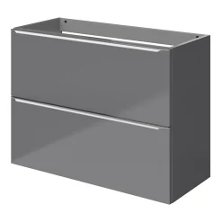 GoodHome Meuble sous vasque suspendu faible profondeur gris brillant l.80 x H.60 x P.36 cm, Imandra