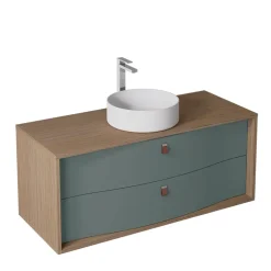 Decotec Meuble sous vasque suspendu vert toundra mat 2 tiroirs l.120 x H.50 x P.50 cm, Havana* Meuble Buanderie