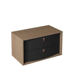 Decotec Meuble sous vasque suspendu noir mat 2 tiroirs l.90 x H.50 x P.50 cm, Havana