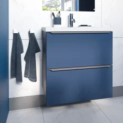 GoodHome Meuble sous vasque suspendu faible profondeur bleu nuit mat l.60 x H.60 x P.36 cm, Imandra