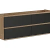 Vente-unique Meuble sous vasque suspendu - Coloris naturel clair et noir - 150 cm - SABURI* Meuble Sous-Vasque