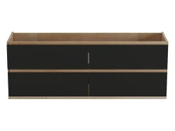 Vente-unique Meuble sous vasque suspendu - Coloris naturel clair et noir - 150 cm - SABURI* Meuble Sous-Vasque