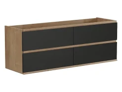 Vente-unique Meuble sous vasque suspendu - Coloris naturel clair et noir - 150 cm - SABURI* Meuble Sous-Vasque