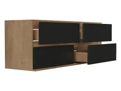 Vente-unique Meuble sous vasque suspendu - Coloris naturel clair et noir - 150 cm - SABURI* Meuble Sous-Vasque