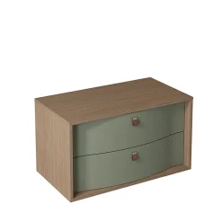 Decotec Meuble sous vasque suspendu vert fougère mat 2 tiroirs l.90 x H.50 x P.50 cm, Havana