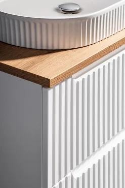 Furnidea Meuble sous vasque suspendu 2 tiroirs NOVA BLANC 80 CM* Meuble Sous-Vasque