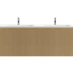 Ipiemme SRL Meuble sous vasque suspendu effet chêne miel l.120 cm pour double vasque, Pura