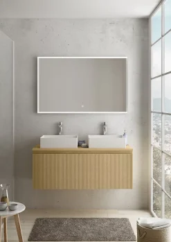 Ipiemme SRL Meuble sous vasque suspendu effet chêne miel l.120 cm pour double vasque, Pura