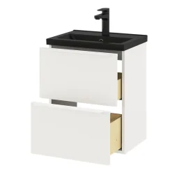 GoodHome Meuble sous vasque suspendu faible profondeur blanc mat l.50 x H.60 x P.36 cm, Imandra* Meuble Buanderie|Meuble Sous-Vasque