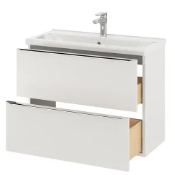GoodHome Meuble sous vasque suspendu faible profondeur blanc brillant l.80 x H.60 x P.36 cm, Imandra