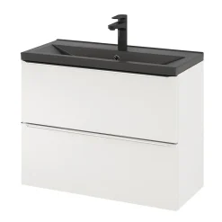 GoodHome Meuble sous vasque suspendu faible profondeur blanc brillant l.80 x H.60 x P.36 cm, Imandra