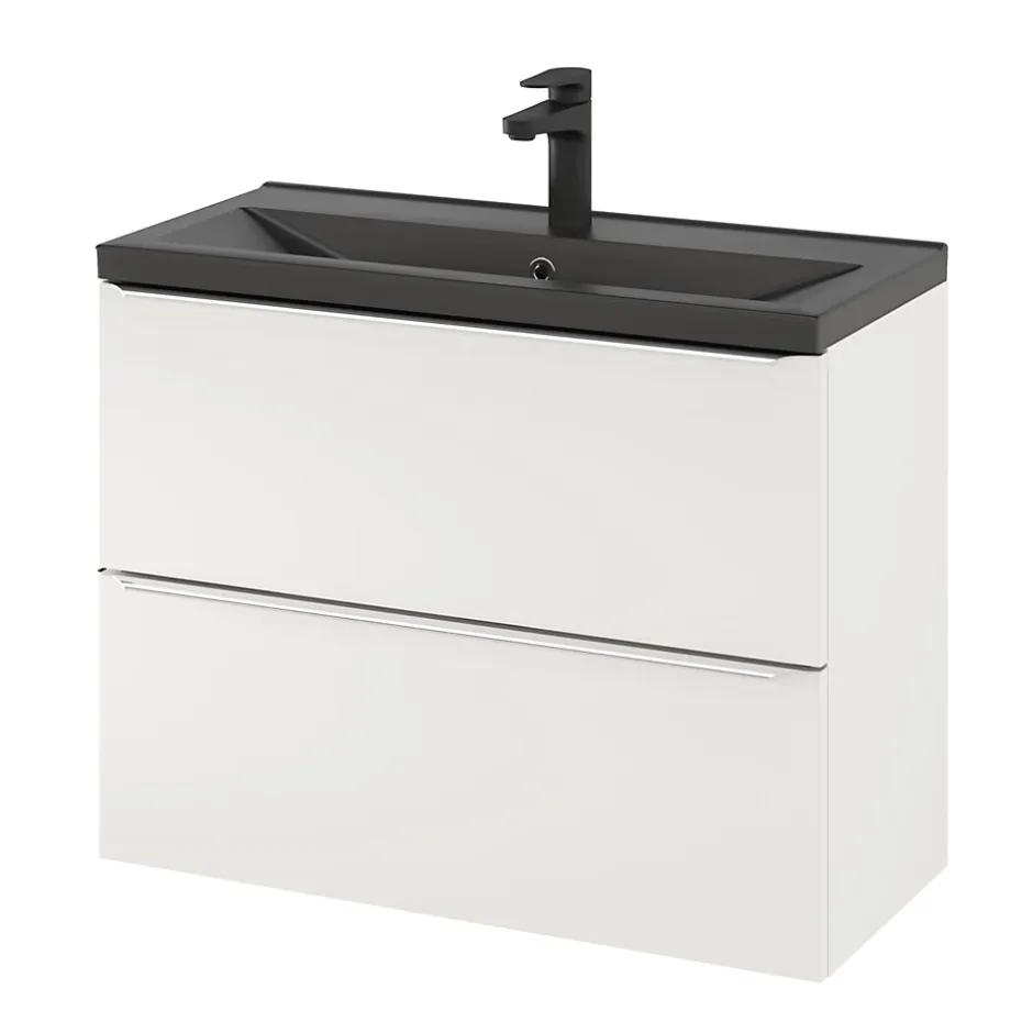 GoodHome Meuble sous vasque suspendu faible profondeur blanc brillant l.80 x H.60 x P.36 cm, Imandra