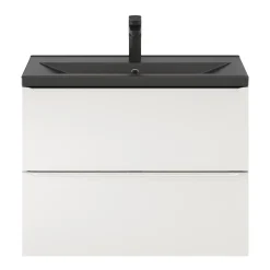 GoodHome Meuble sous vasque suspendu faible profondeur blanc brillant l.80 x H.60 x P.36 cm, Imandra